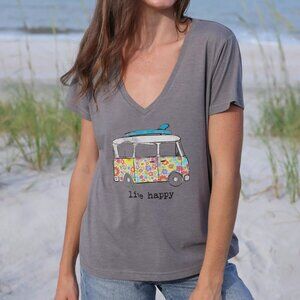 NEW Natural Life Relaxed V-Neck Tee, Live Happy Van S